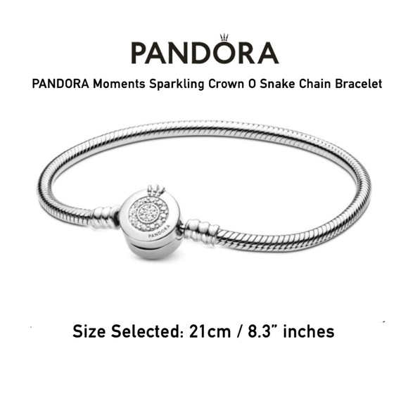 Pandora Jewelry - Pandora Moments Sparkling Crown O Snake Chain Bracelet(21cm/8.3” inches)
